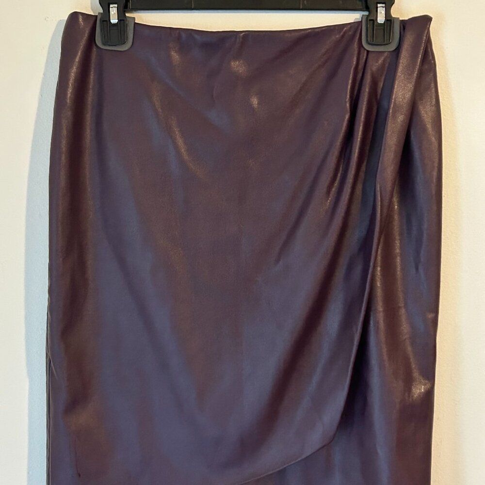 Calvin Klein Purple Ruched Faux-Leather Skirt